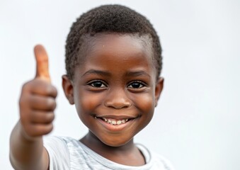 Joyful Boy Giving a Thumbs Up with a Heartwarming Smile - Generative AI