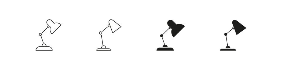 Office lamp vector icon. Desktop lamp flat and outline icons.