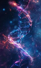 DNA molecule helix structure. Glowing futuristic background.