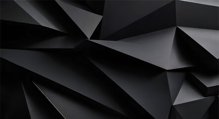 3d Abstract texture dark black background panorama long with geometric triangular gradient shapes for apps etc - obrazy, fototapety, plakaty