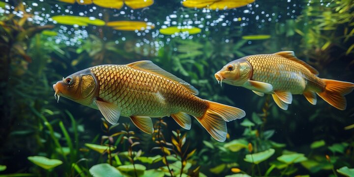 A colorful array of freshwater fish swimming gracefully in the aquarium showcases the beauty of aquatic life.