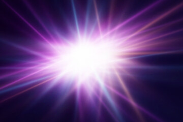 Dynamic flare of light. Explosion of bright light with flash rays. Special effect of star and lenses.