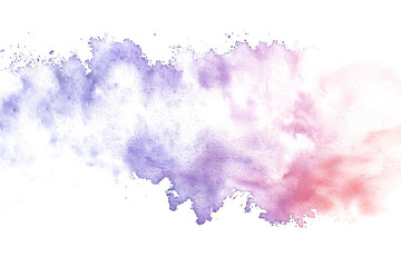 Dreamy lavender and coral watercolor ombre on white background.