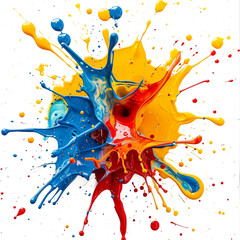 colorful splashes explosion or splash on transparent background , png format. 