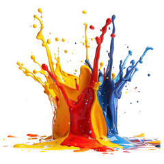 colorful splashes explosion or splash on transparent background , png format. 