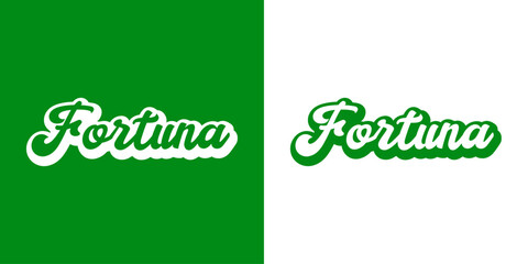 Logo con palabra Fortuna en texto manuscrito con sombra en español - obrazy, fototapety, plakaty