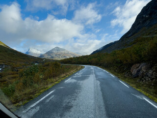 Fototapeta na wymiar Autumn landscape in Trollstigen road in south Norway in Europe