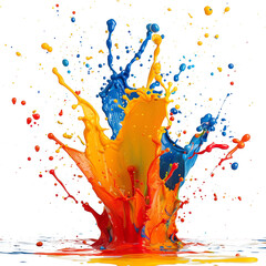 colorful splashes explosion or splash on transparent background , png format. 