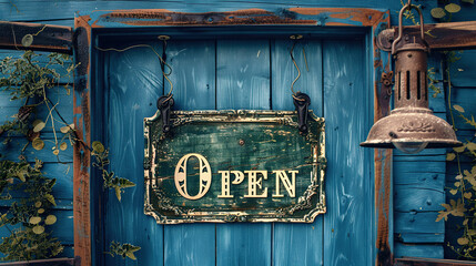 stop sign board and symbol on blue board 