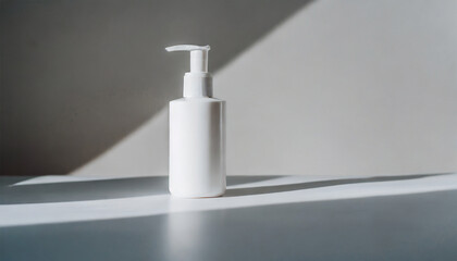 Fototapeta na wymiar Trendy Background with Natural Cosmetic Skincare Bottle
