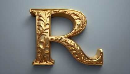 Letter R Made Of Gold
