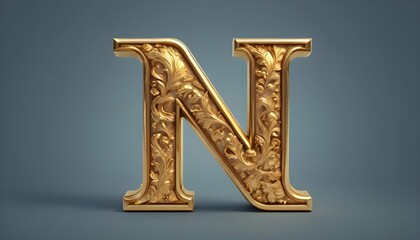 Letter N Made Of Gold