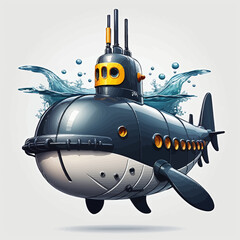 Submarine Logo Cartoon Design Very Cool
