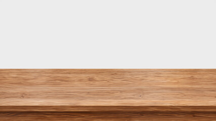Realistic wooden top table isolated on white background