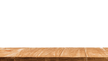 Realistic wooden top table isolated on white background