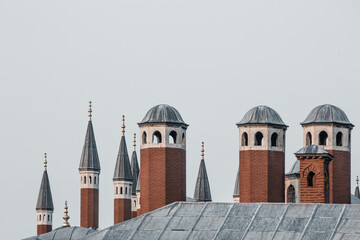 The roof and red brick chimneys of Harem at Topkapi Palace. Istanbul, Turkey