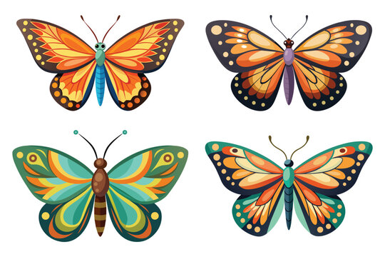 Butterfly vector set pro style illustration.