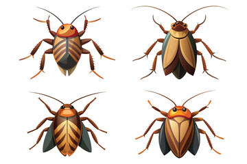 Cockroach vector set pro style illustration