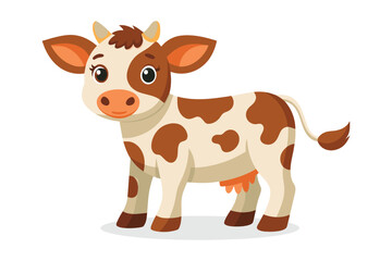 Cute Baby Cow flat animal vector pro style illustration.
