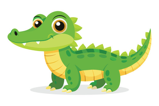  Cute Baby Crocodile flat animal vector pro style illustration.