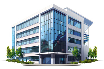 Moderne Wirtschaft: Illustration eines ökonomischen Gebäudes für Geschäfts- und Finanzkonzepte auf weißem Hintergrund