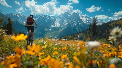 Man Riding Bike Down Mountain Trail