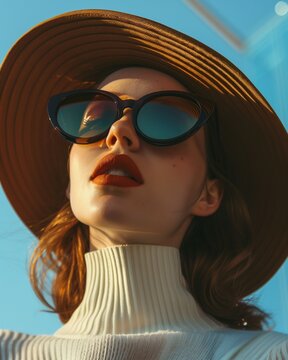 Woman wearing oversized sunglasses with a cool and mysterious look.