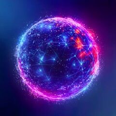 Obraz premium A captivating abstract art piece featuring a complex mesh of technology particles abstract technology particles mesh the background