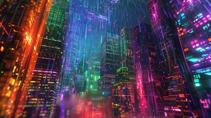 Neon City holographic buildings