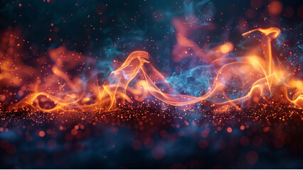 Detail of fire sparks isolated on black background. Abstract flaming background - obrazy, fototapety, plakaty