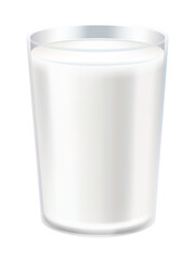 Glass of milk. Protein rich dairy product. Transparent photo realistic vector illustration