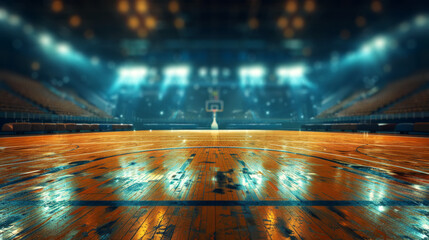 Empty basketball arena, stadium, sports ground, for background - obrazy, fototapety, plakaty