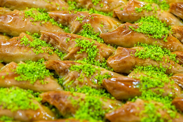 Close up delicious middle eastern baklava. 