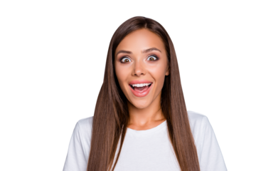 Photo of pretty girl look black friday bargain promo impressed isolated on gray color background