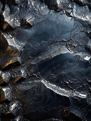 Obraz premium raw black obsidian rock background texture, Tile able natural obsidian stone or obsidian cave wall repeat pattern, seamless stone pattern, design template, wallpaper, creative inspiration 