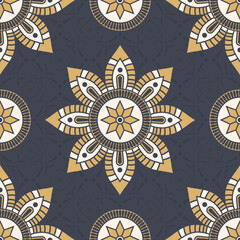 Seamless vector color pattern with mandala. Abstract oriental vector color mandala background. Vintage decorative elements. Islam, Arabic, Indian, ottoman motifs. For textile, fabric and paper. - 761340935