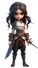 3D Gaming Character Design Isolated Cute warier girl