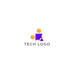 ILLUSTRATION CIRCLE TRIANGLE GRADIENT PURPLE ORANGE COLOR WITH DOT TECH LOGO ICON TEMPLATE SIMPLE DESIGN ELEMENT VECTOR