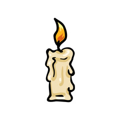 Flaming Candle Doodle Icon
