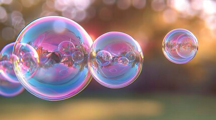 Captivating visuals with vibrant rainbow reflections in soap bubble background for stunning imagery