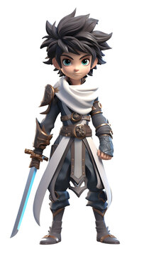 3D Gaming Character Design Isolated cute male warier