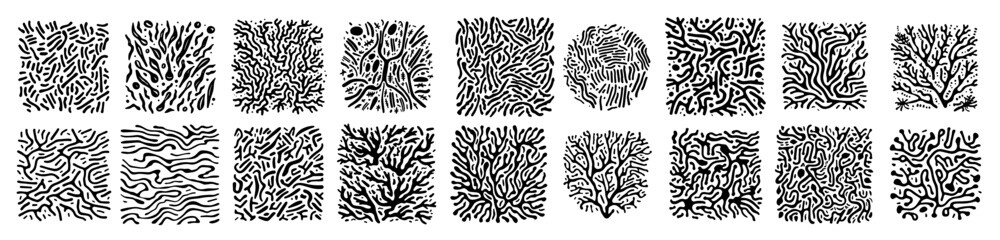 abstract ornaments coral reef and seaweeds black vector laser cutting engraving