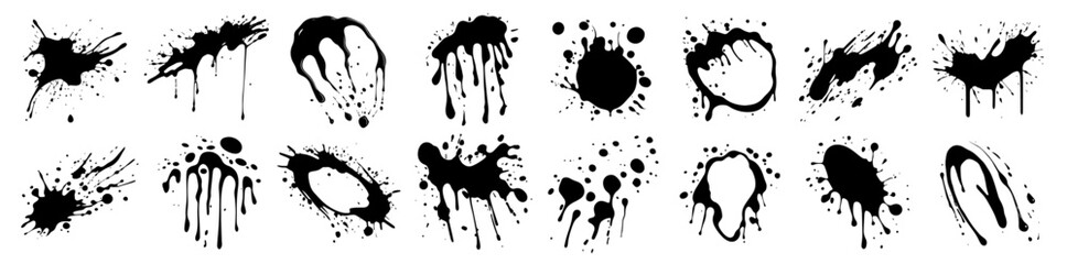 artistic splatters black paint stains irregular design black vector - obrazy, fototapety, plakaty