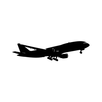 recommend clip art: black silhouette of a plane side view