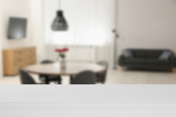 Empty table in dining room. Space for design