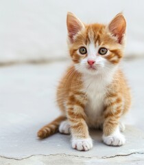 Obraz premium A Fluffy Ginger Kitten Posing with Innocence - Generative AI