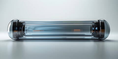 Empty glass capsule, product stand, futuristic design.