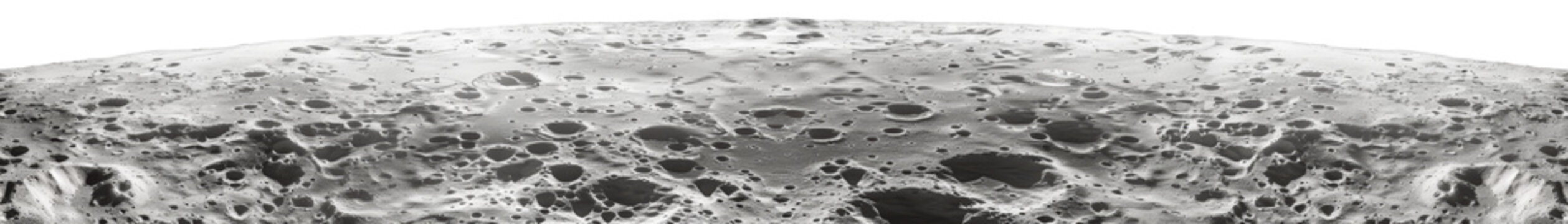 Close-up view of a moon surface texture with craters, in monochrome. Space exploration concept. Transparent. Generative AI