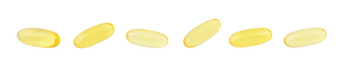 Collage of vitamin pills isolated on white