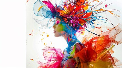 Artistic modern haute couture in vibrant colors fashion as art